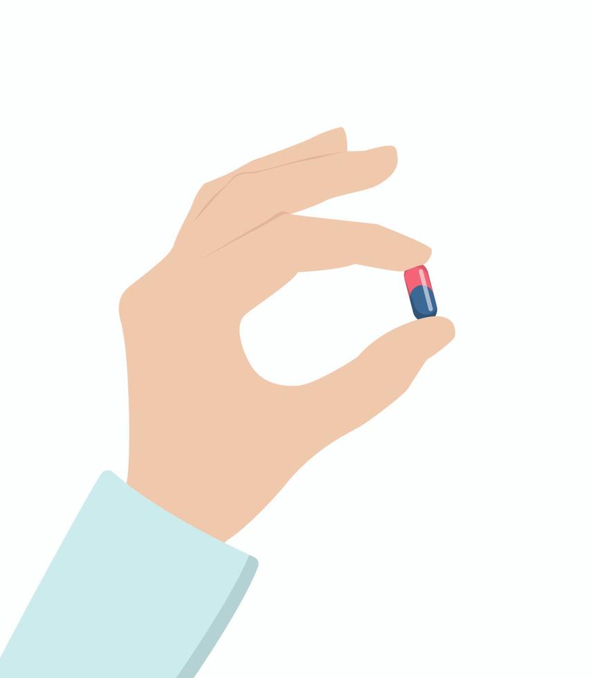 mano con pastillas. concepto de atención médica. vector