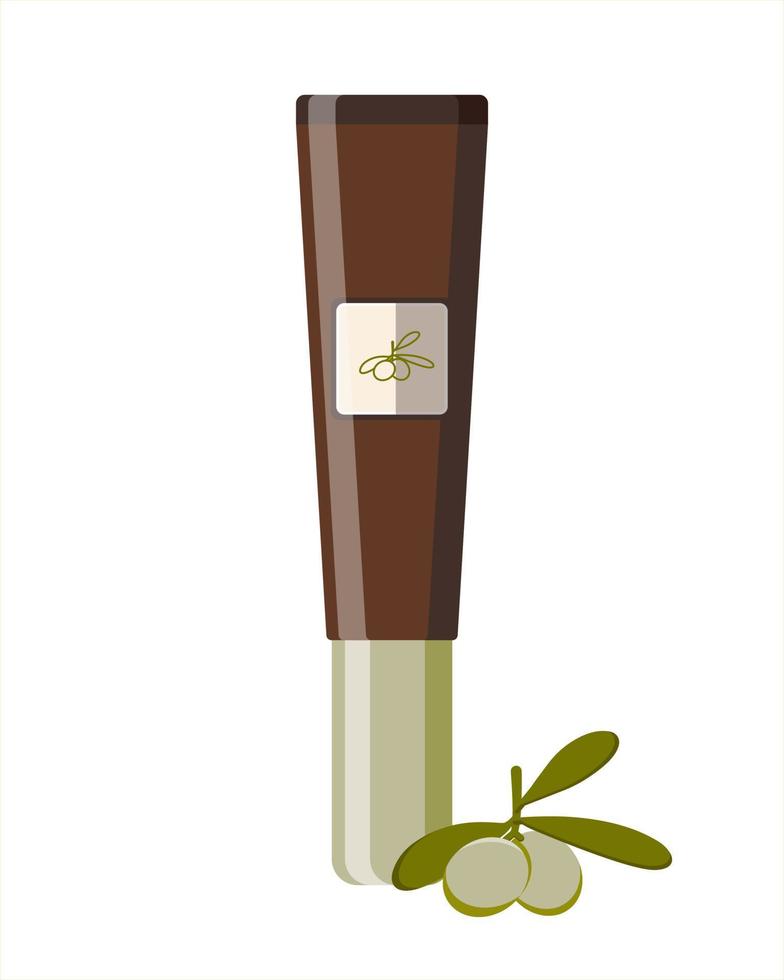 Olive oil lip balm. Flat design. vector