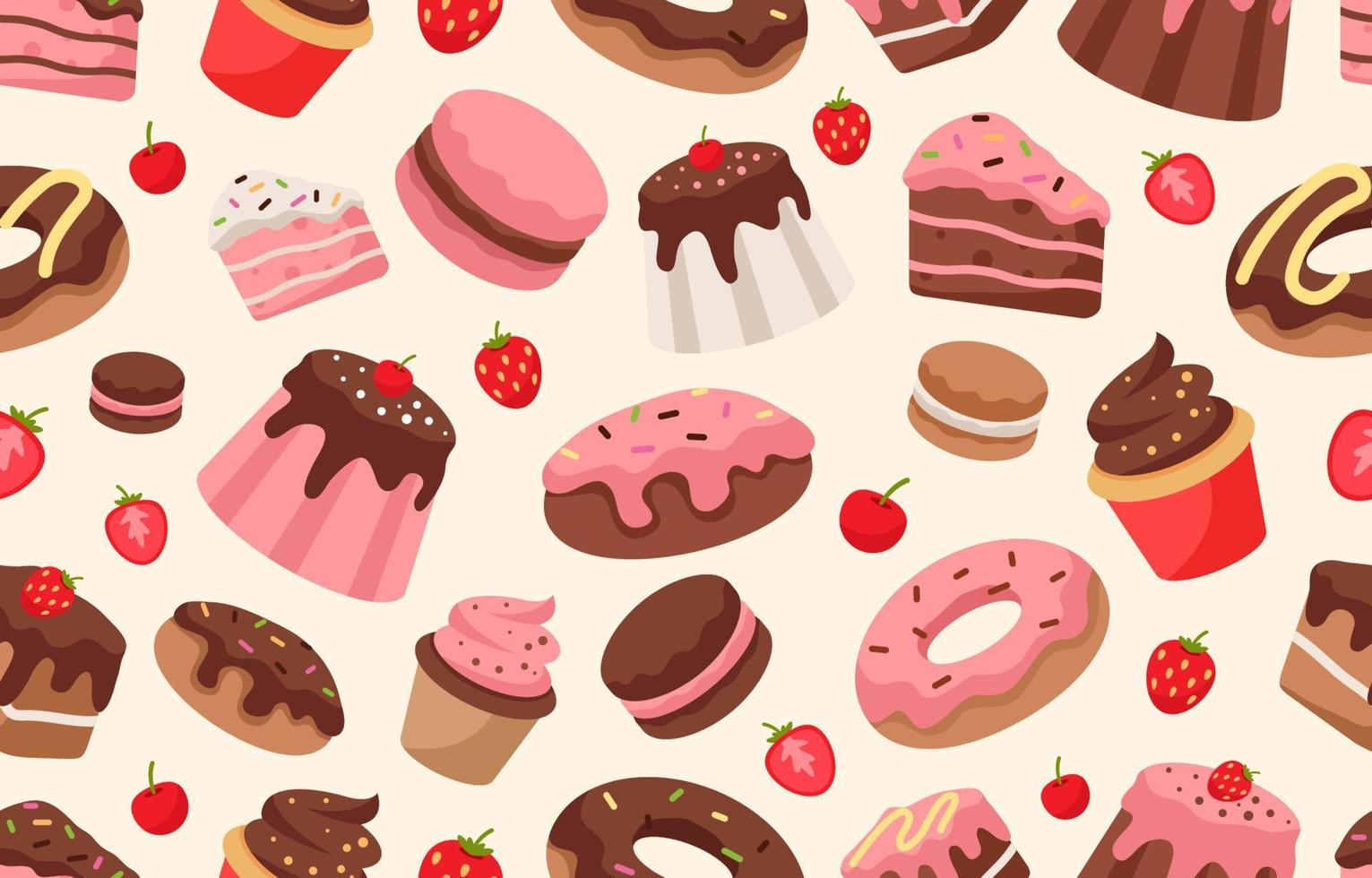 Sweet Cakes For Dessert vector