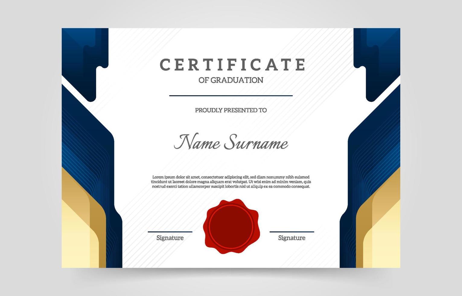 plantilla de certificado de graduación simple moderna vector