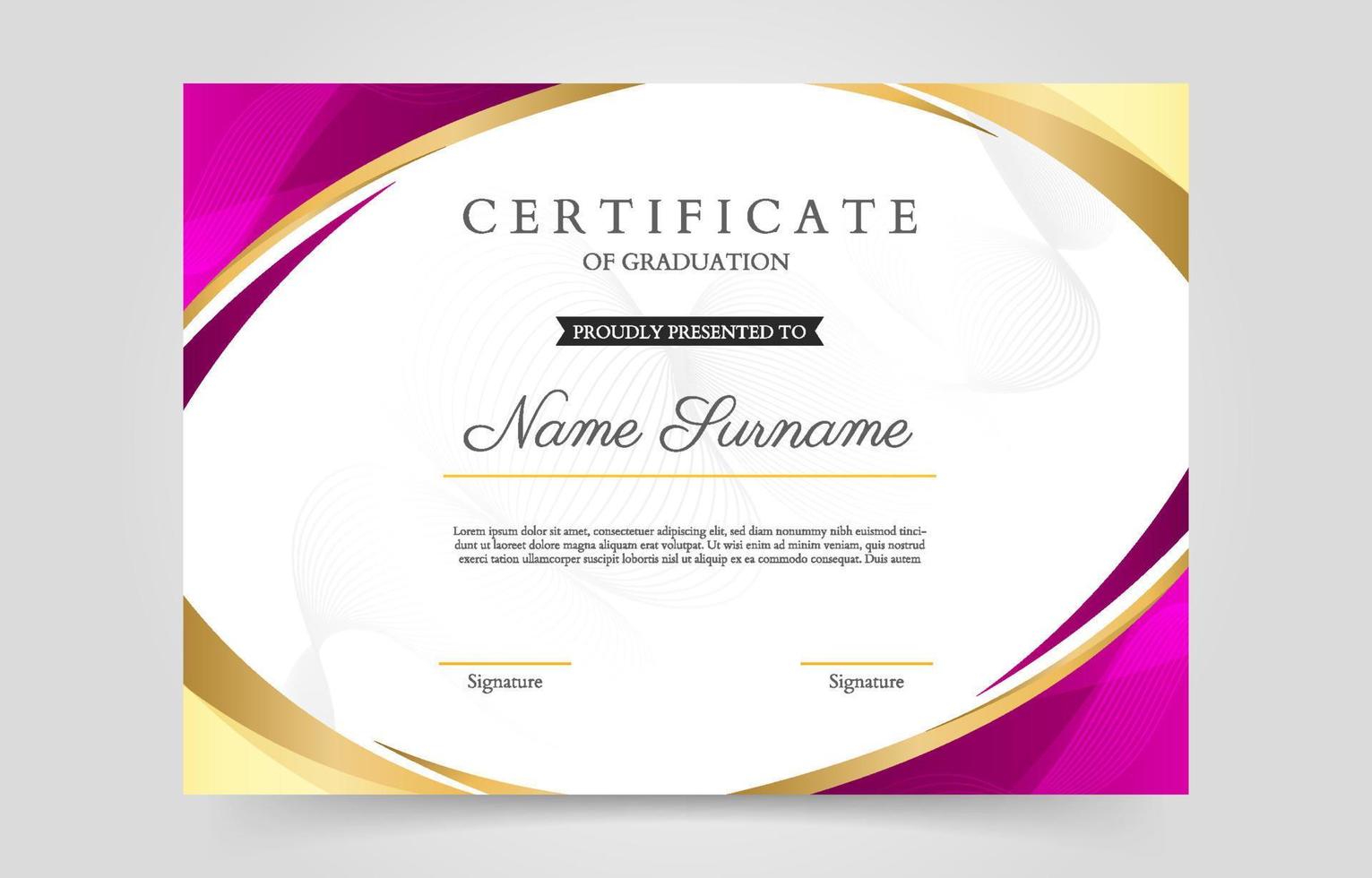 Luxury Graduation Certificate Template vector