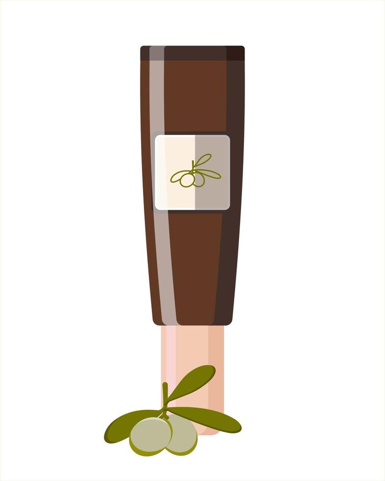 Olive oil face cream. Flat design. vector