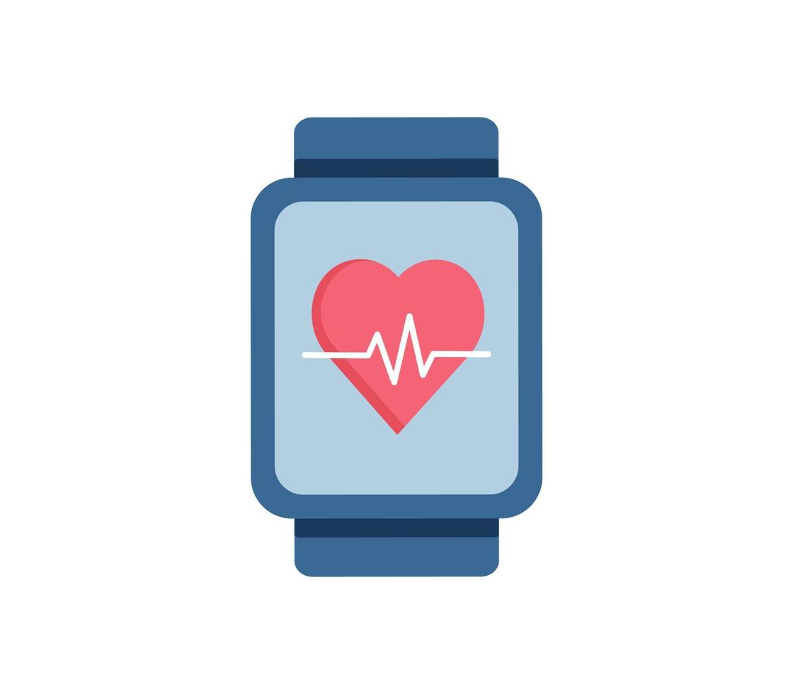 Heart rate monitor. Fitness tracker app on a smart watch.  Healthy lifestyle. vector