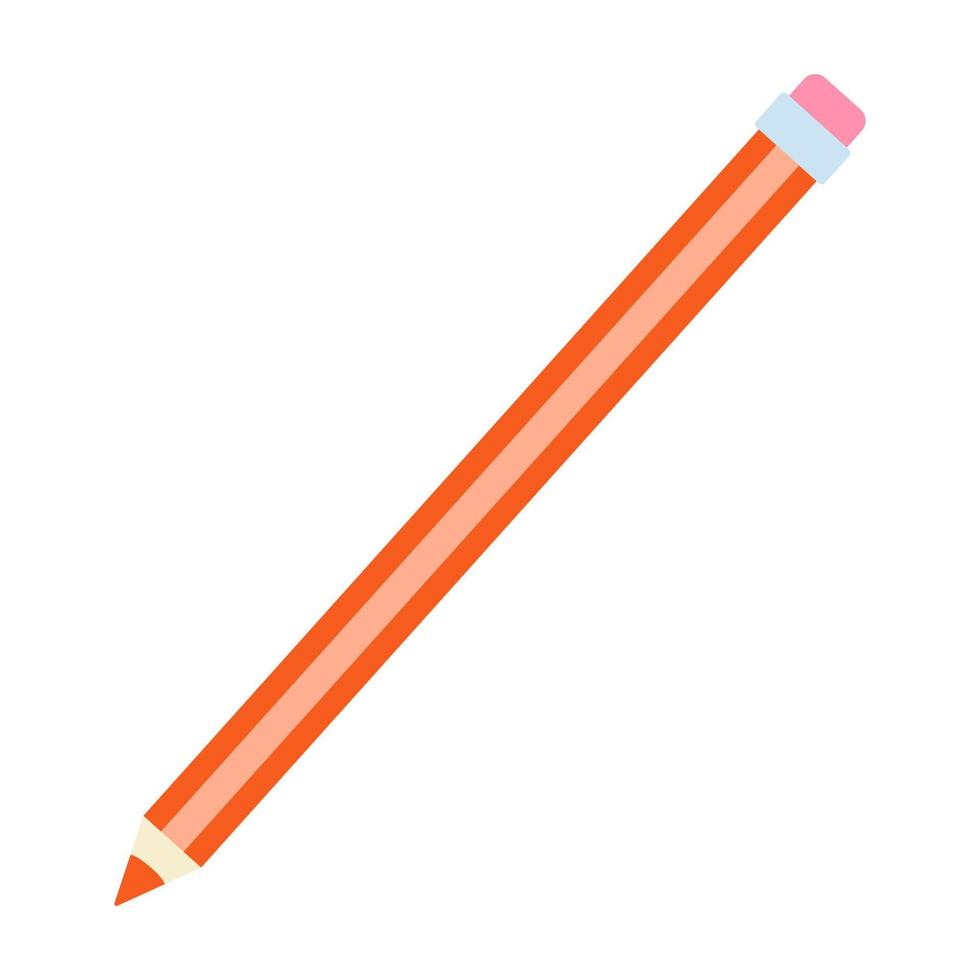 Color pencil on white background. School supplies. Flat design. vector