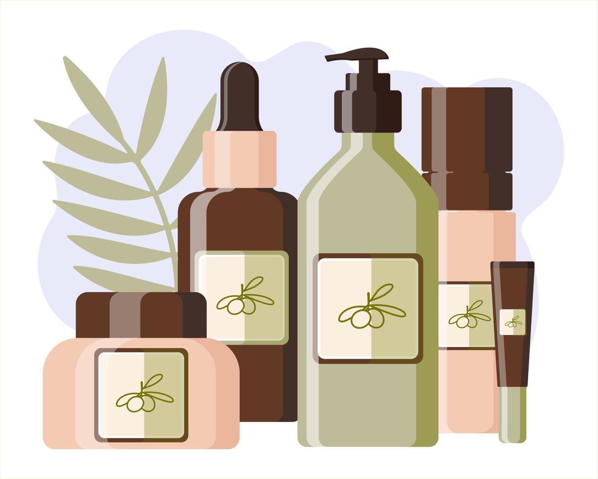 Skin care cosmetics background. Flat design. vector