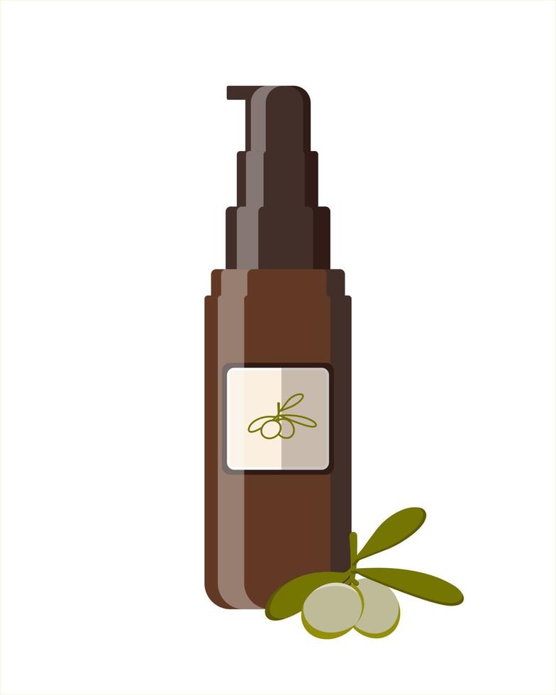 Mousse para el cabello con aceite de oliva. diseño plano. vector