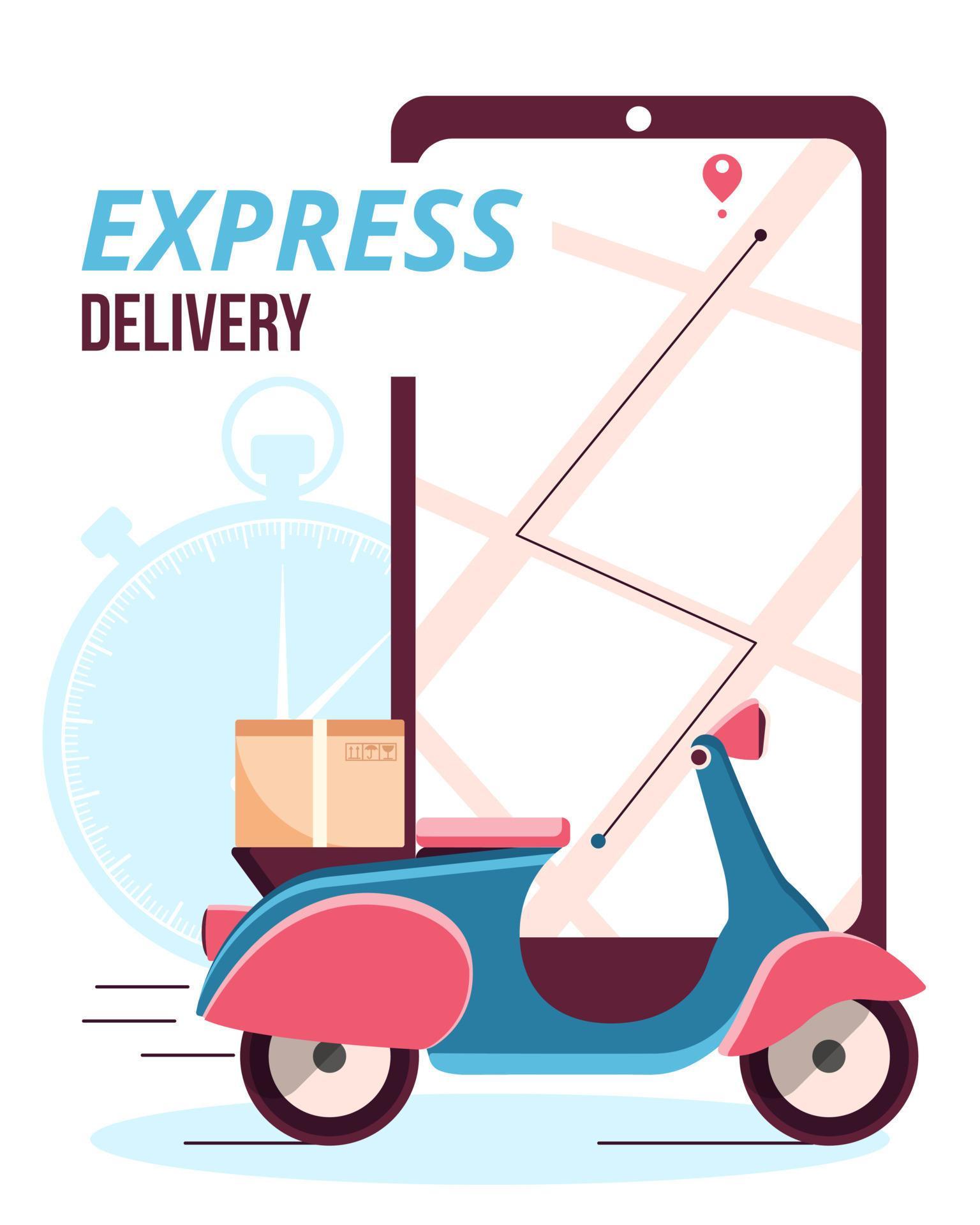 Online express delivery service concept. Online order tracking. Bike delivery. Shipping