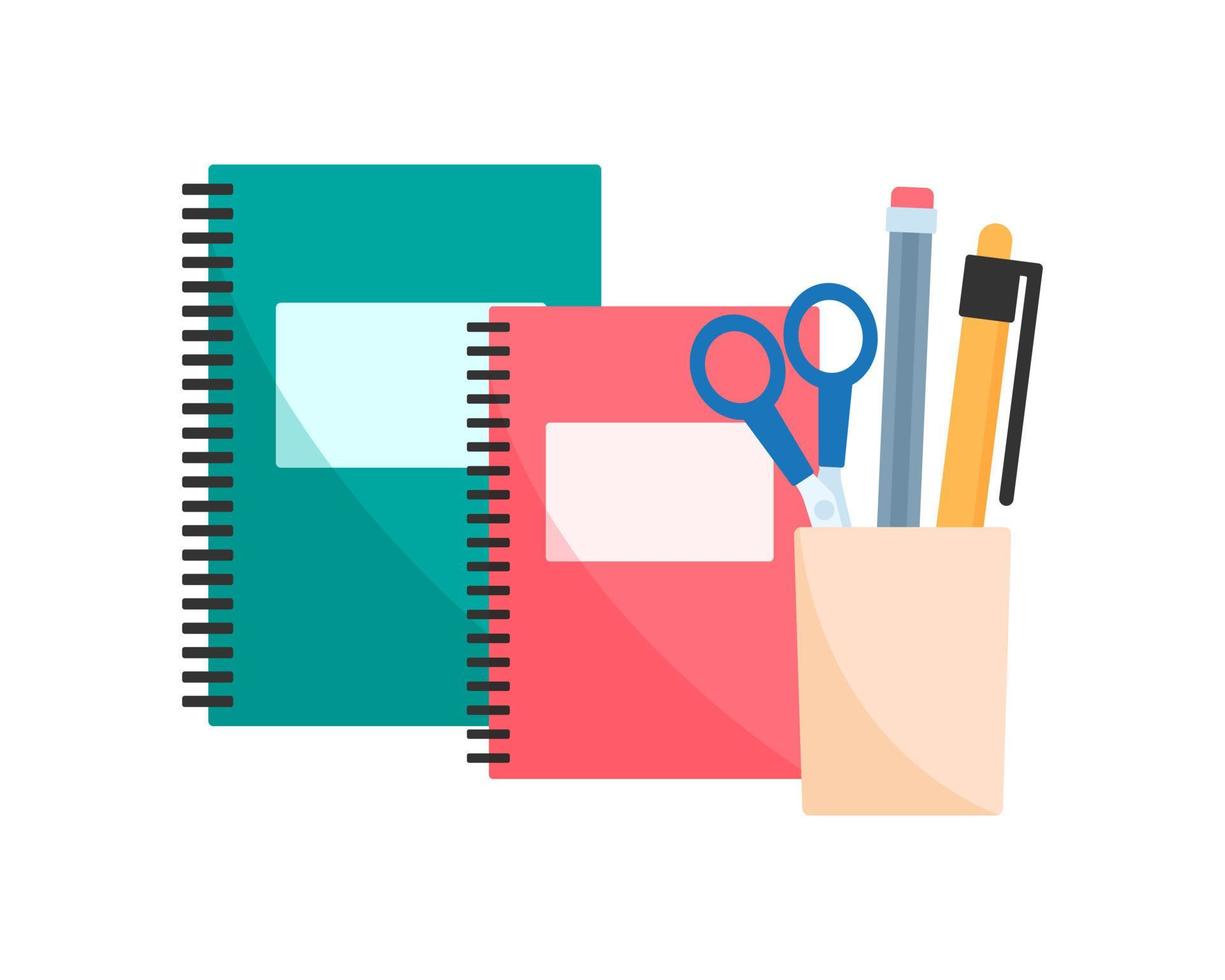 Learning and reading concept. Stationery accessories vector