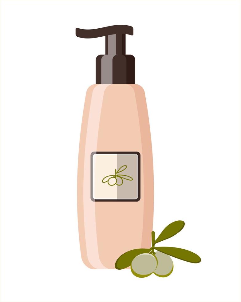 Olive oil body lotion. Flat design. vector