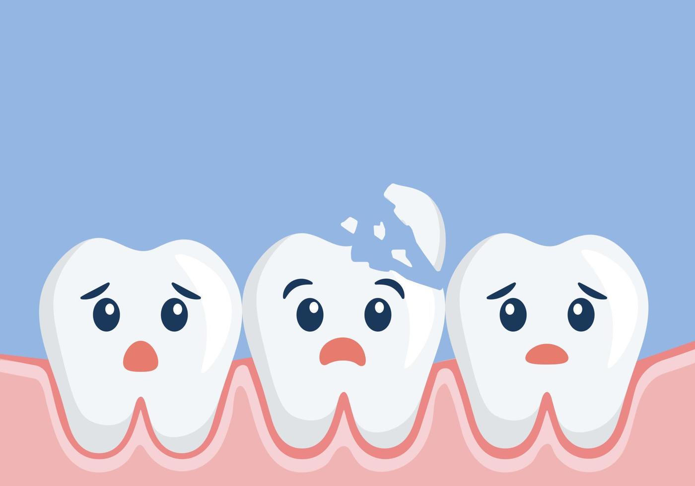 concepto de rotura de dientes. problema dental dolor de muelas cuidado bucal. vector