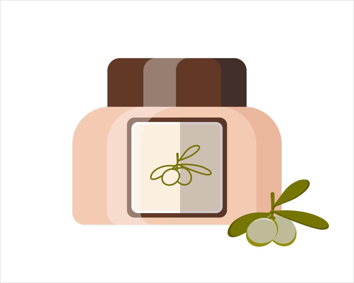 Crema corporal de aceite de oliva. diseño plano. vector