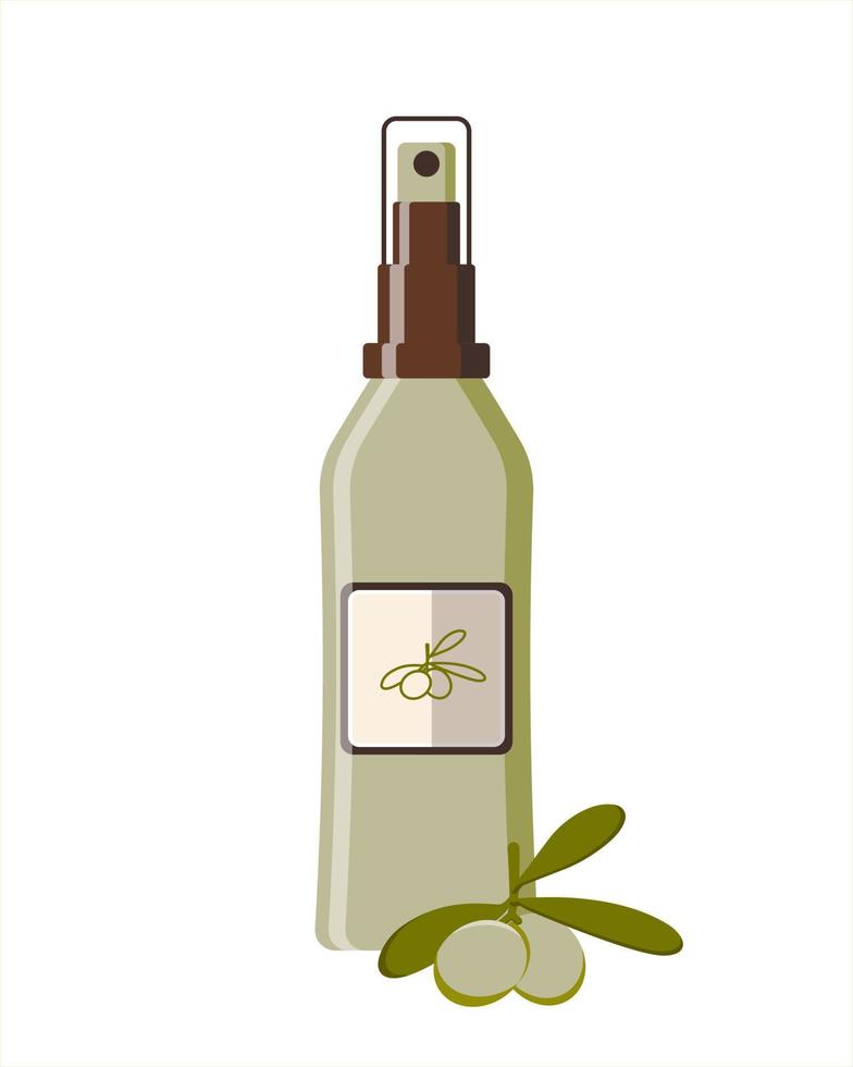 Spray corporal de aceite de oliva. diseño plano. vector