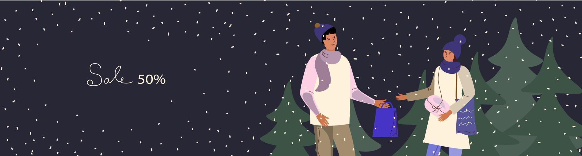 año nuevo, venta de invierno, contenido promocional en redes sociales. ilustración vectorial vector