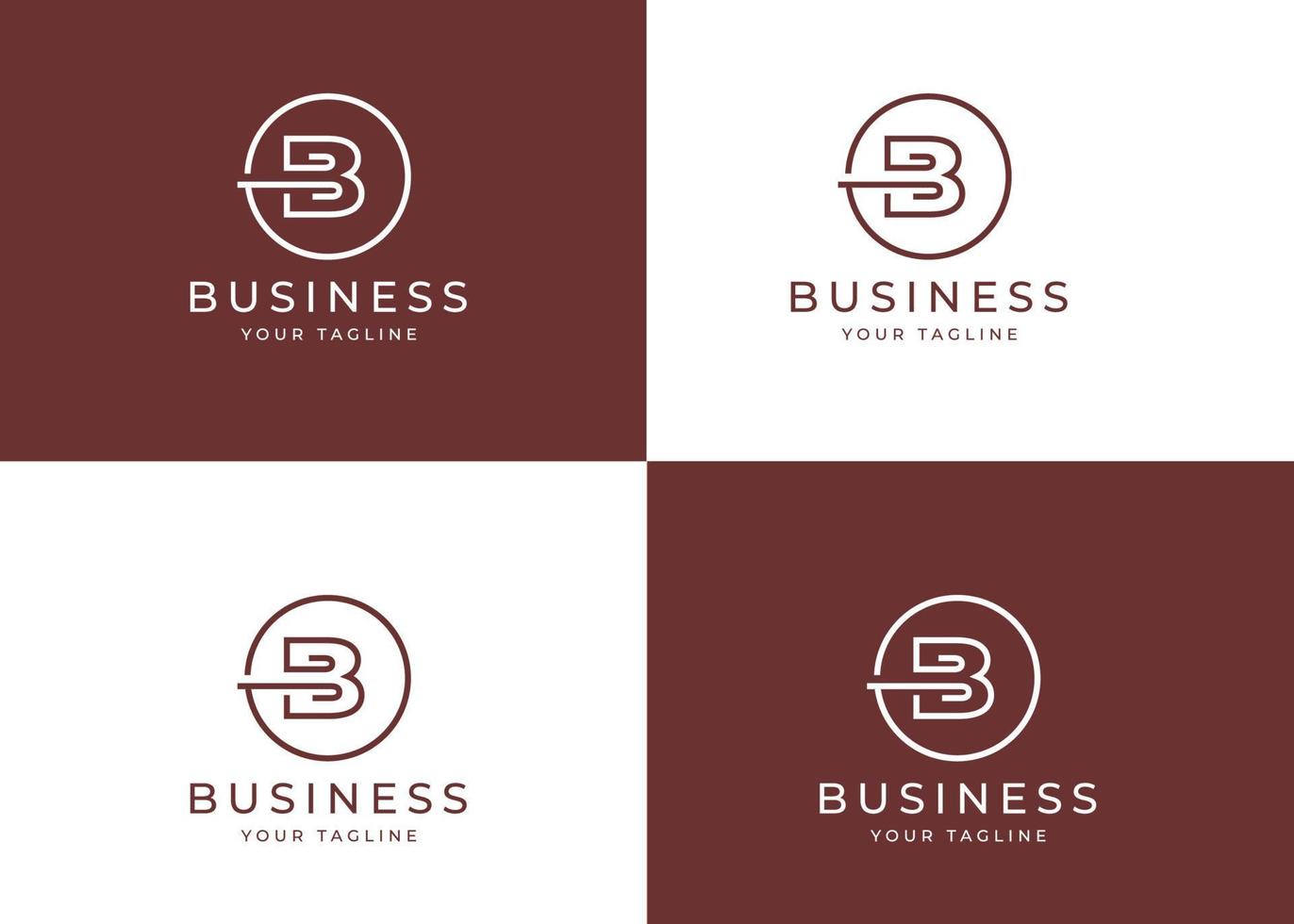 Minimalist letter B logo design template with circle shape, vector illustration