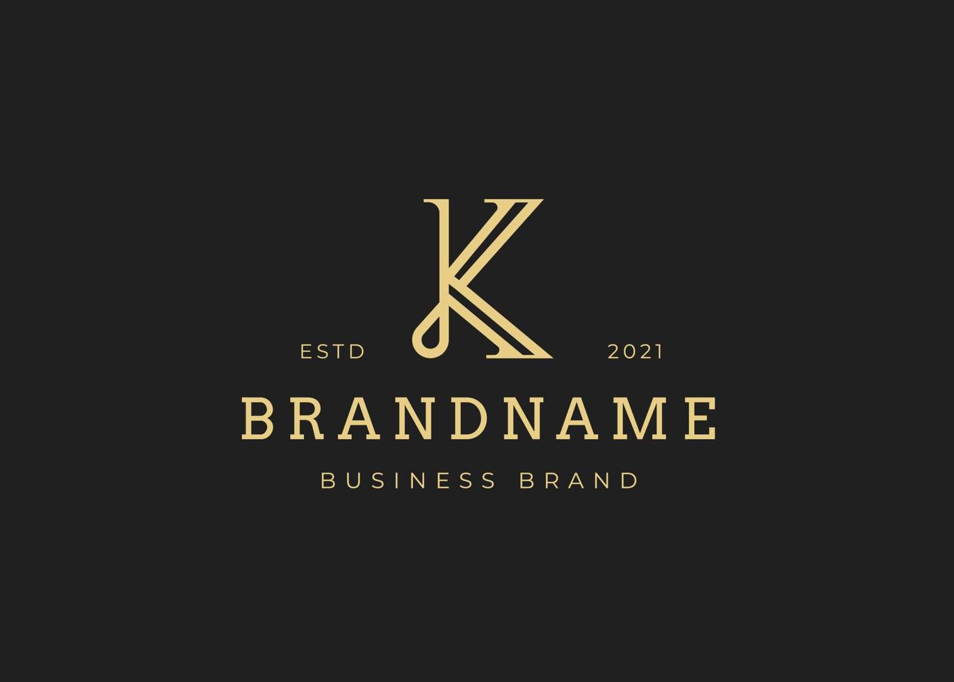 plantilla de diseño de logotipo k inicial de letra minimalista, estilo vintage, ilustraciones vectoriales vector