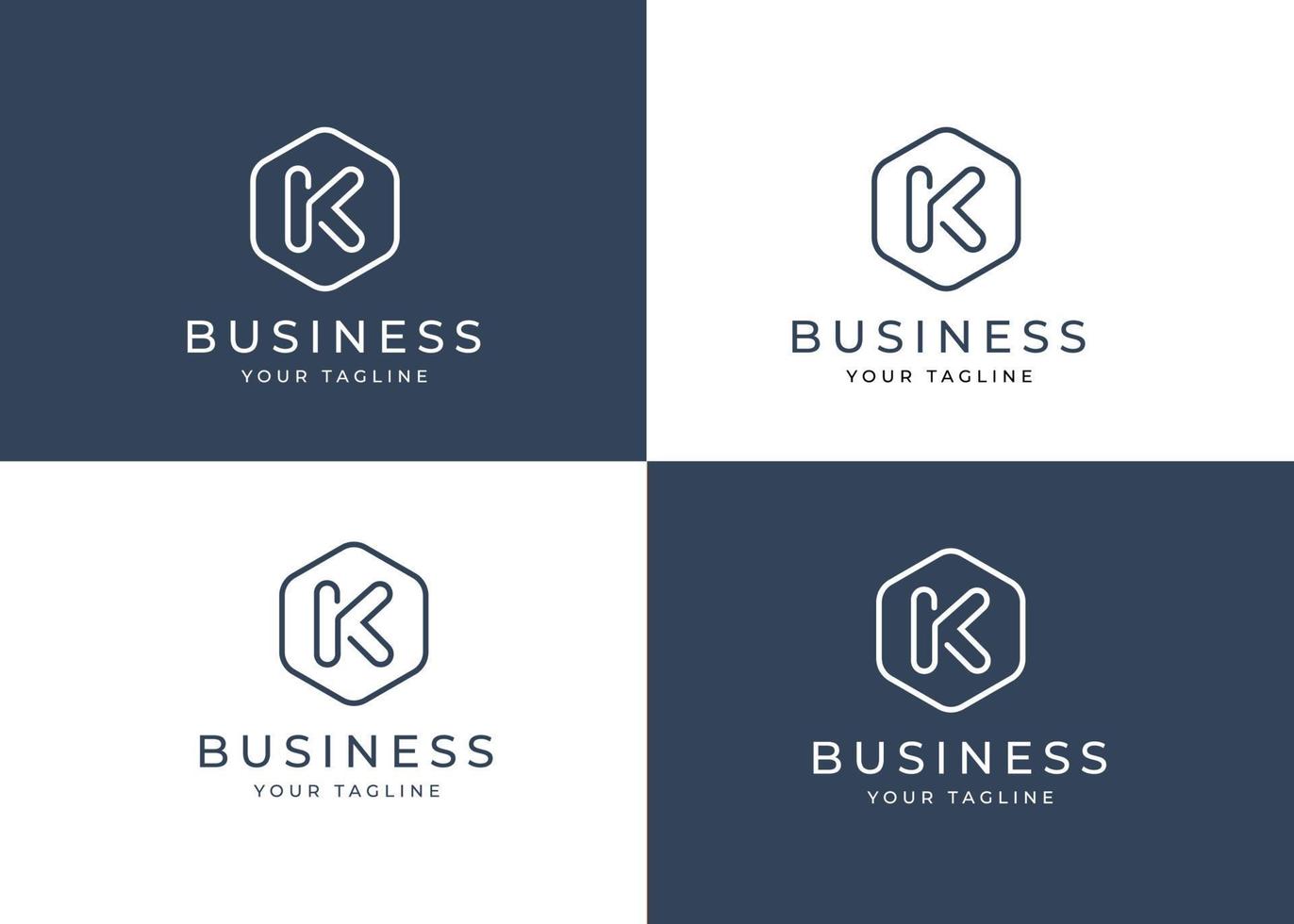 Minimalist letter K logo design template with circle shape, vector illustration