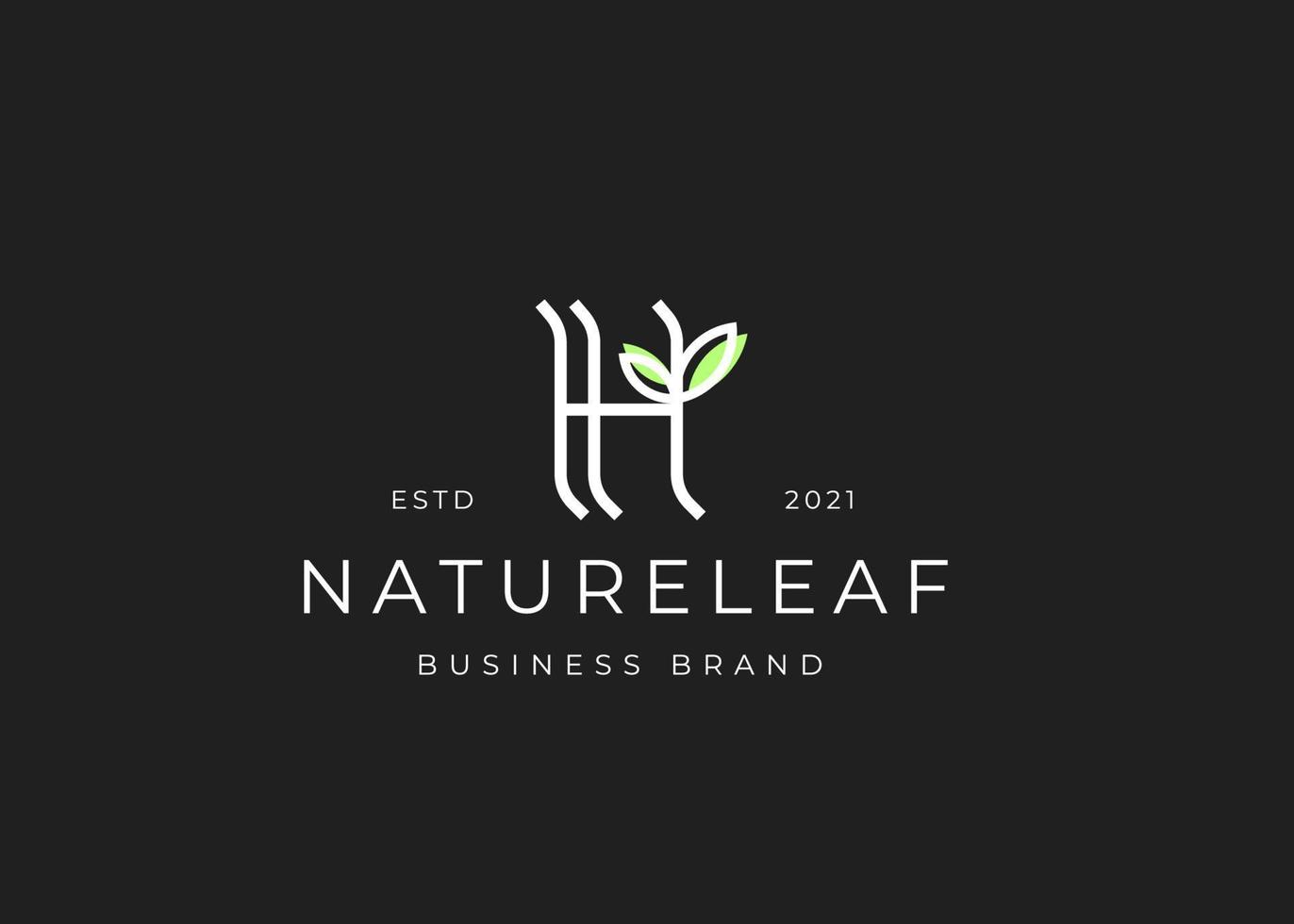 Letter initial H logo design template, Nature style, Vector illustrations