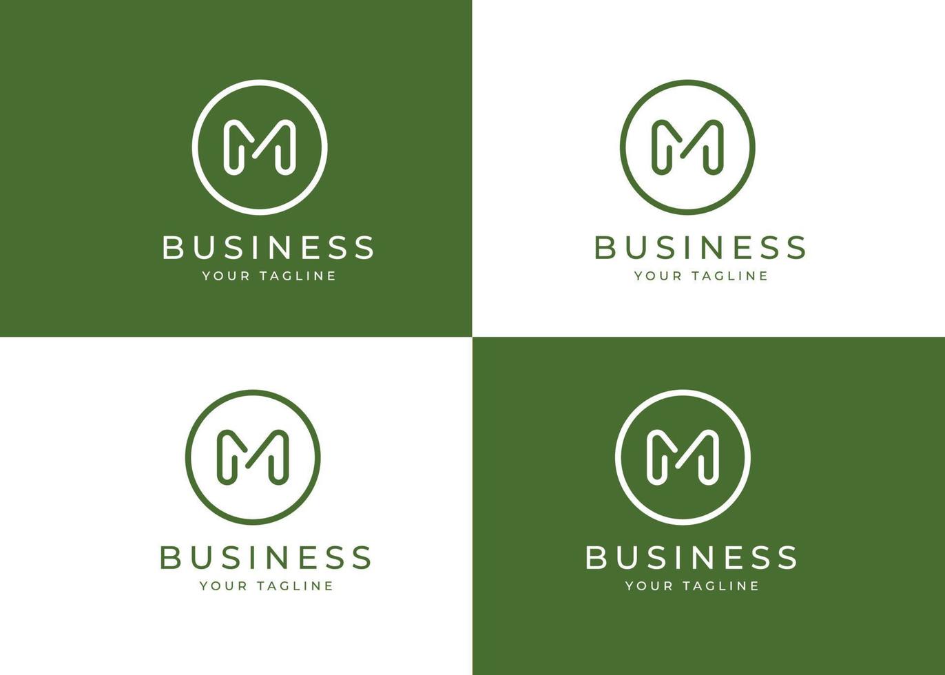 Minimalist letter M logo design template with circle shape, vector illustration