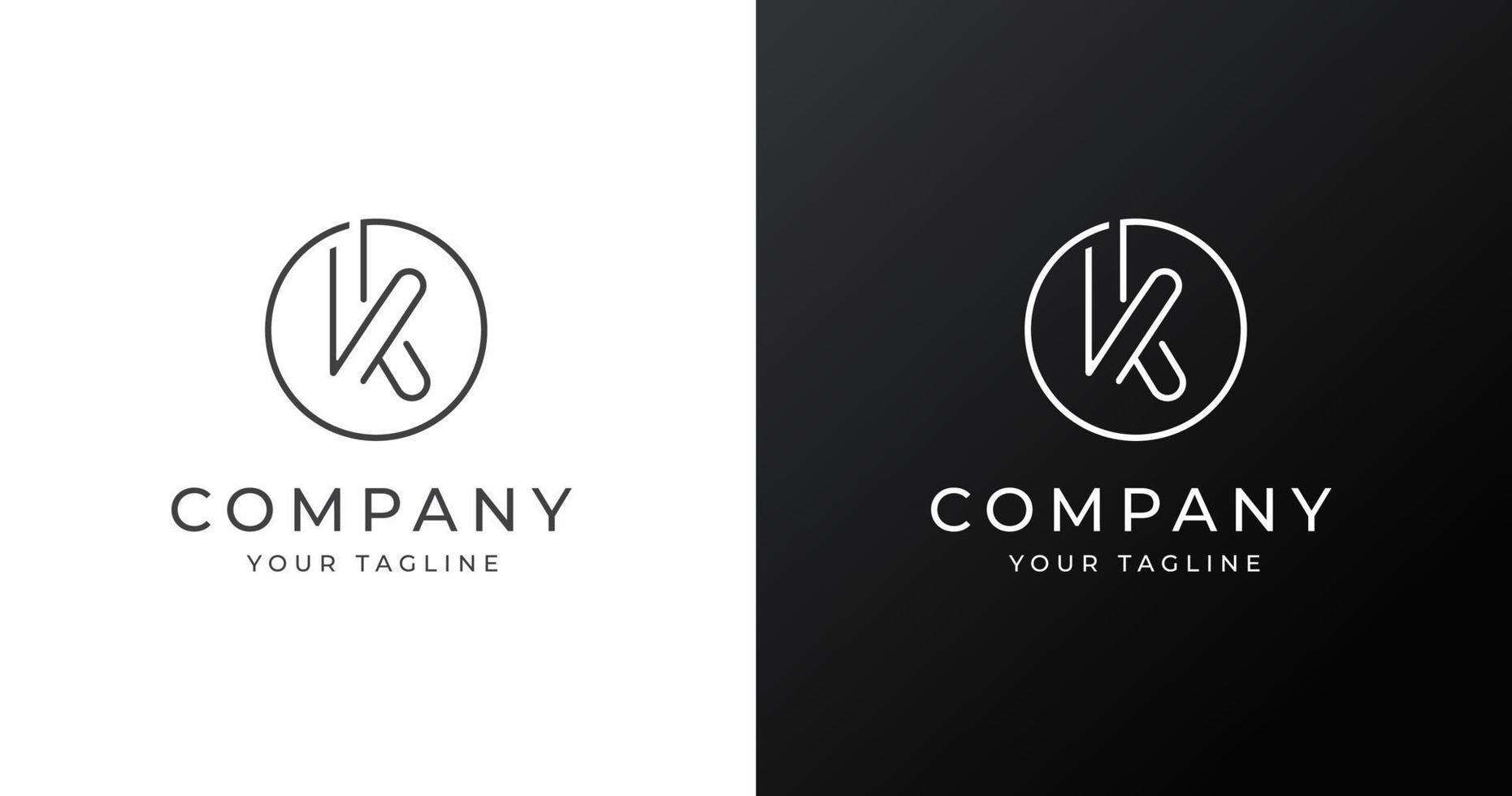 Minimalist letter k logo design template with circle shape, vector illustration