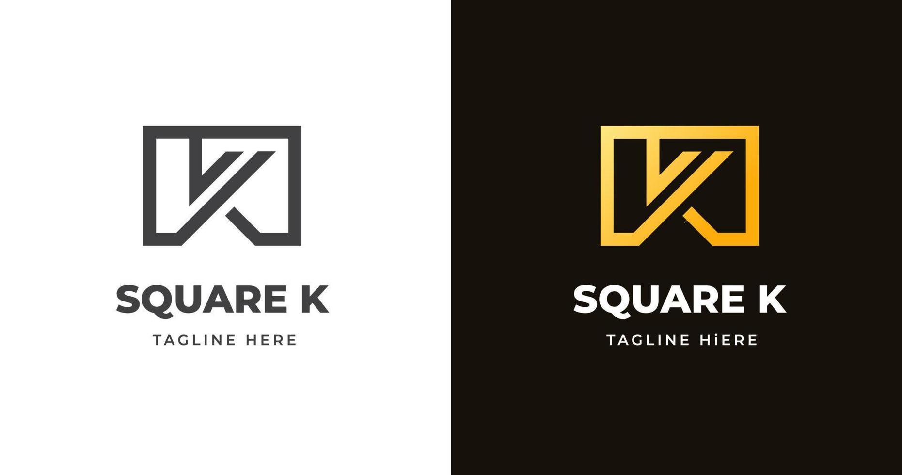 plantilla de diseño de logotipo de letra k con estilo de forma cuadrada vector