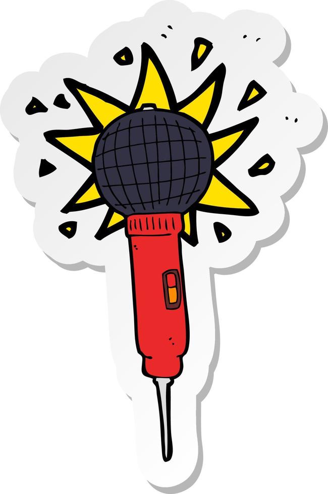 sticker of a cartoon microphone vector