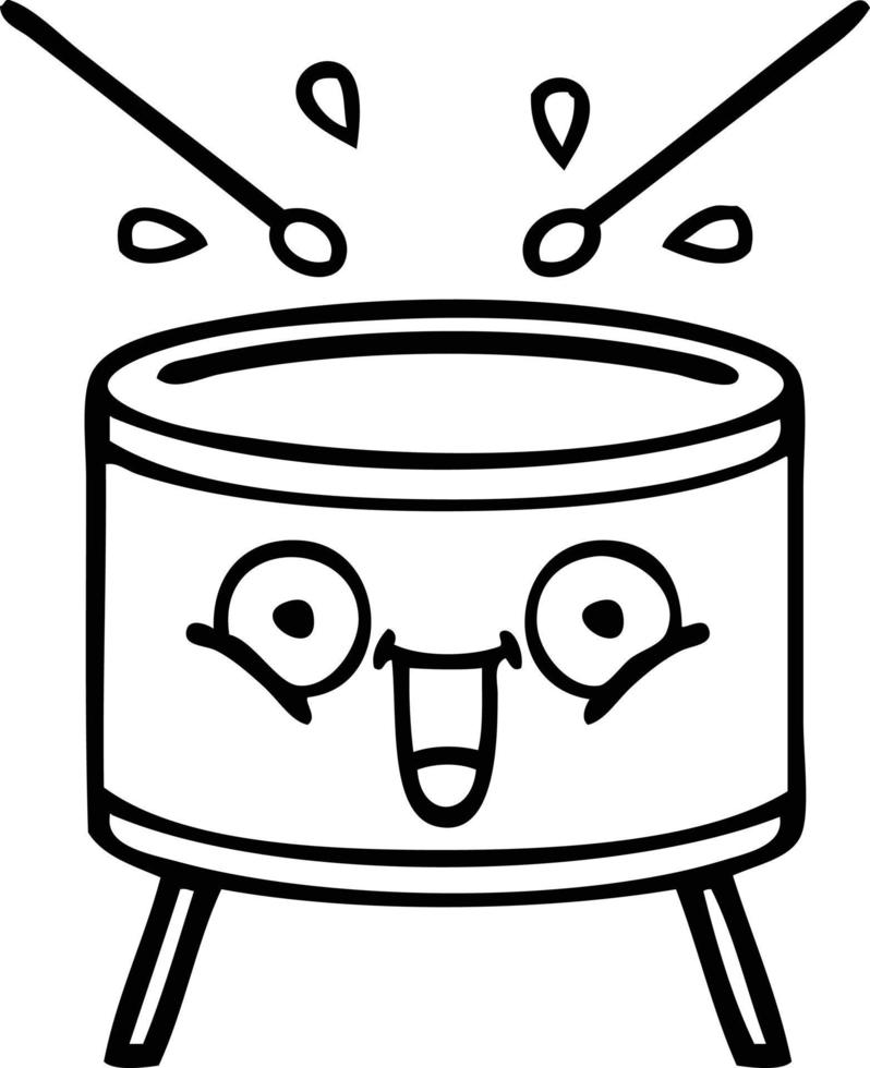line drawing cartoon playing drum vector