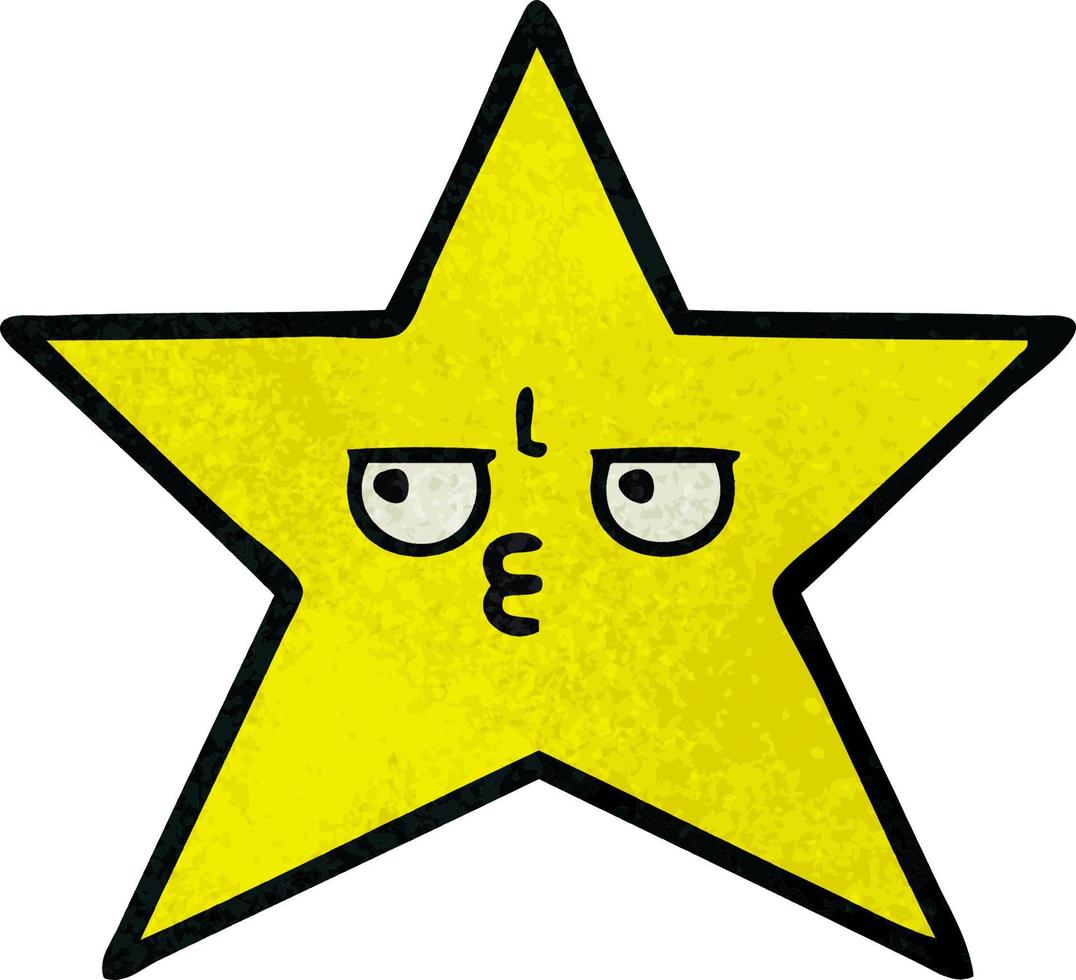 retro grunge texture cartoon gold star vector