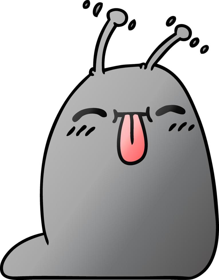 gradient cartoon of a happy kawaii slug vector