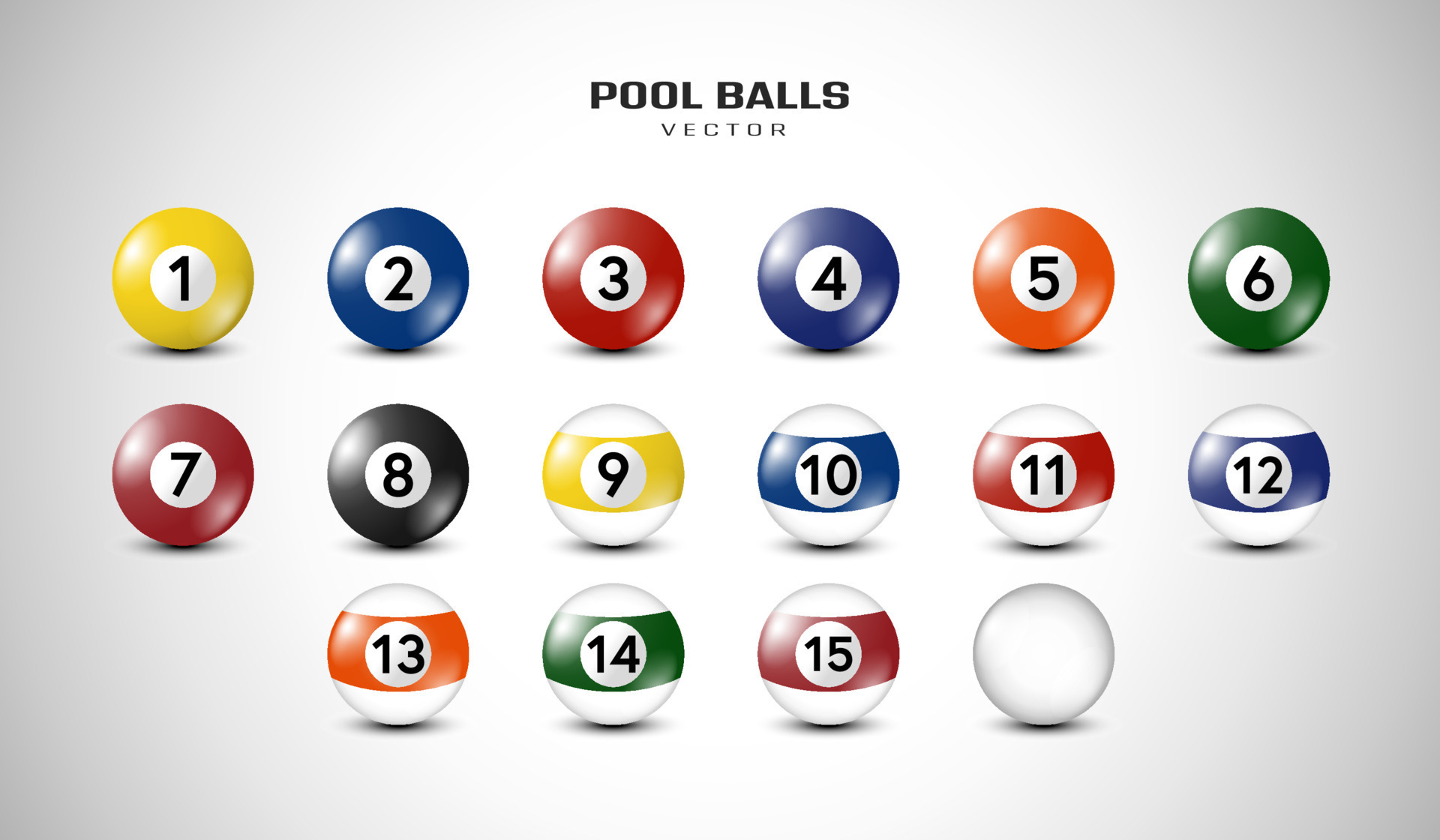 Billiard Pool Balls With Numbers Collection Realistic Glossy Snooker Billiard Pool Balls With Numbers Collection Realistic Glossy Snooker Ball White Background Illustration Vector
