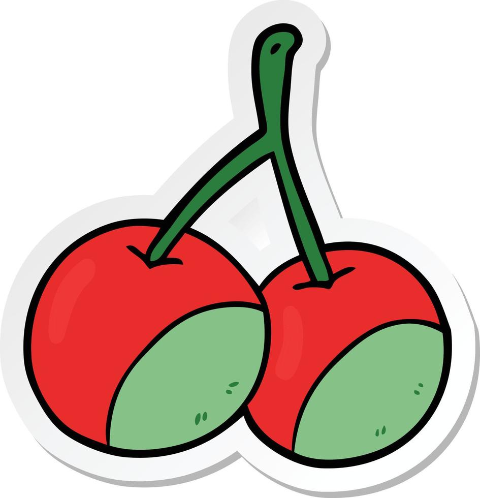 sticker of a  cartoon cherries vector