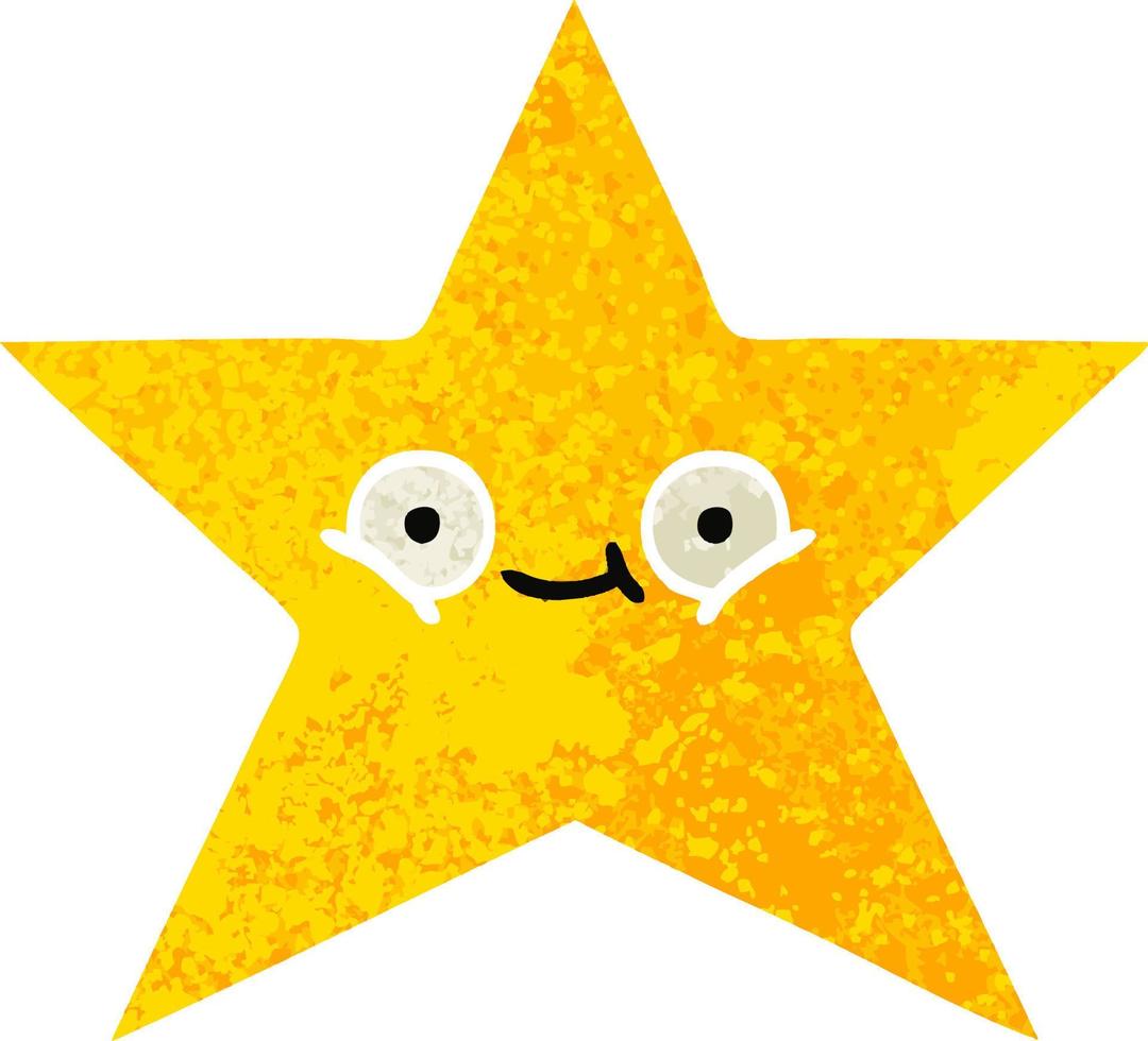 retro illustration style cartoon gold star vector