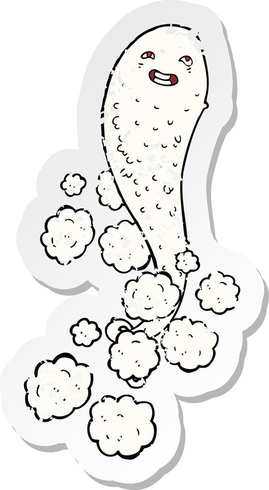 retro distressed sticker of a cartoon spooky ghost vector