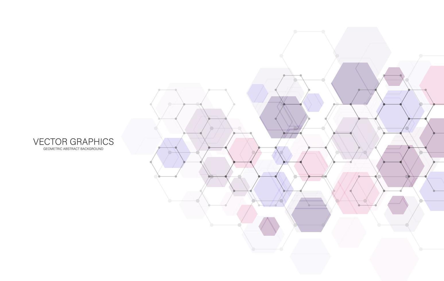 Geometric abstract background with hexagons. Structure molecule and communication. Science, technology and medical concept. Vector illustratio