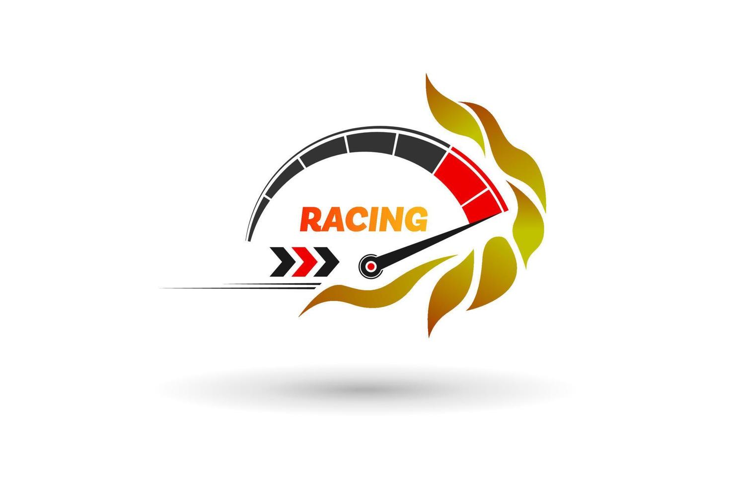 Speed of flaming speedometer for racing event. vector eps10