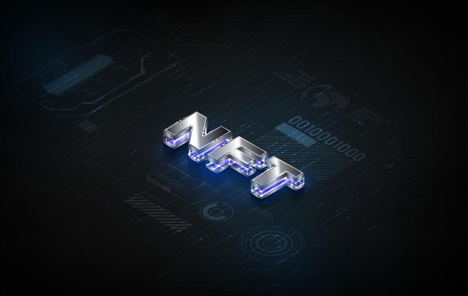 NFT nonfungible tokens concept - NFT word on abstract technology surface. vector