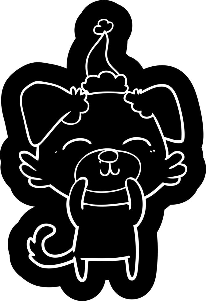cartoon icon of a dog wearing santa hat vector
