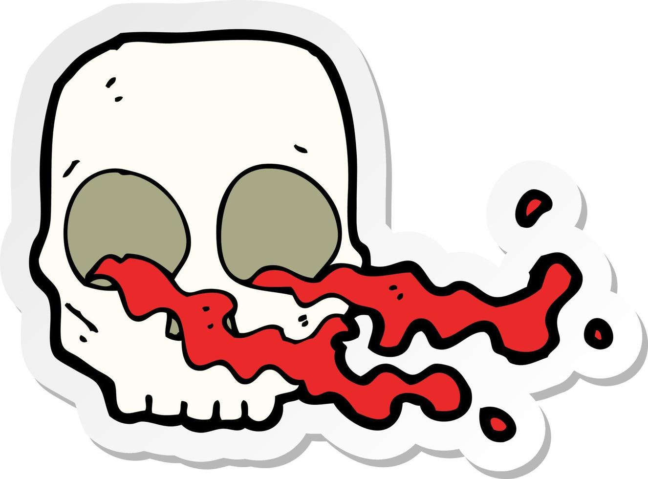 sticker of a cartoon gross skull vector