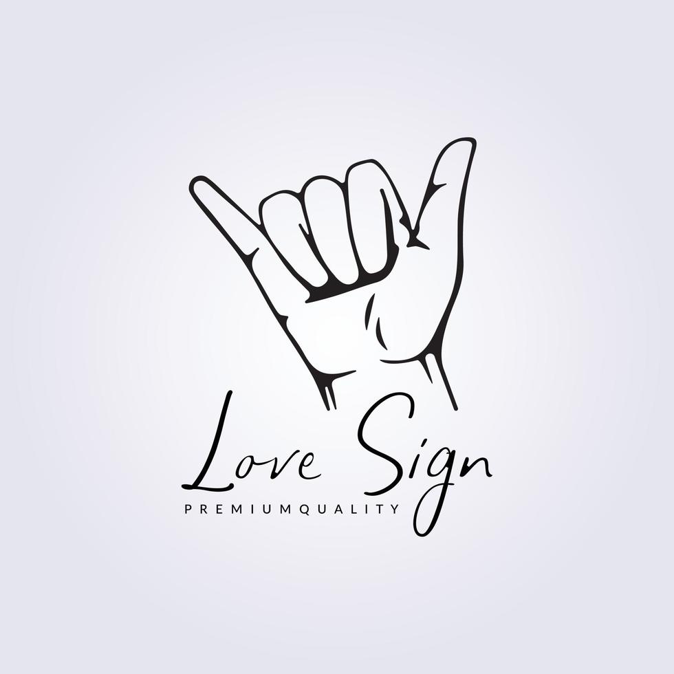 love sign hand gesture line logo symbol vector illustration design