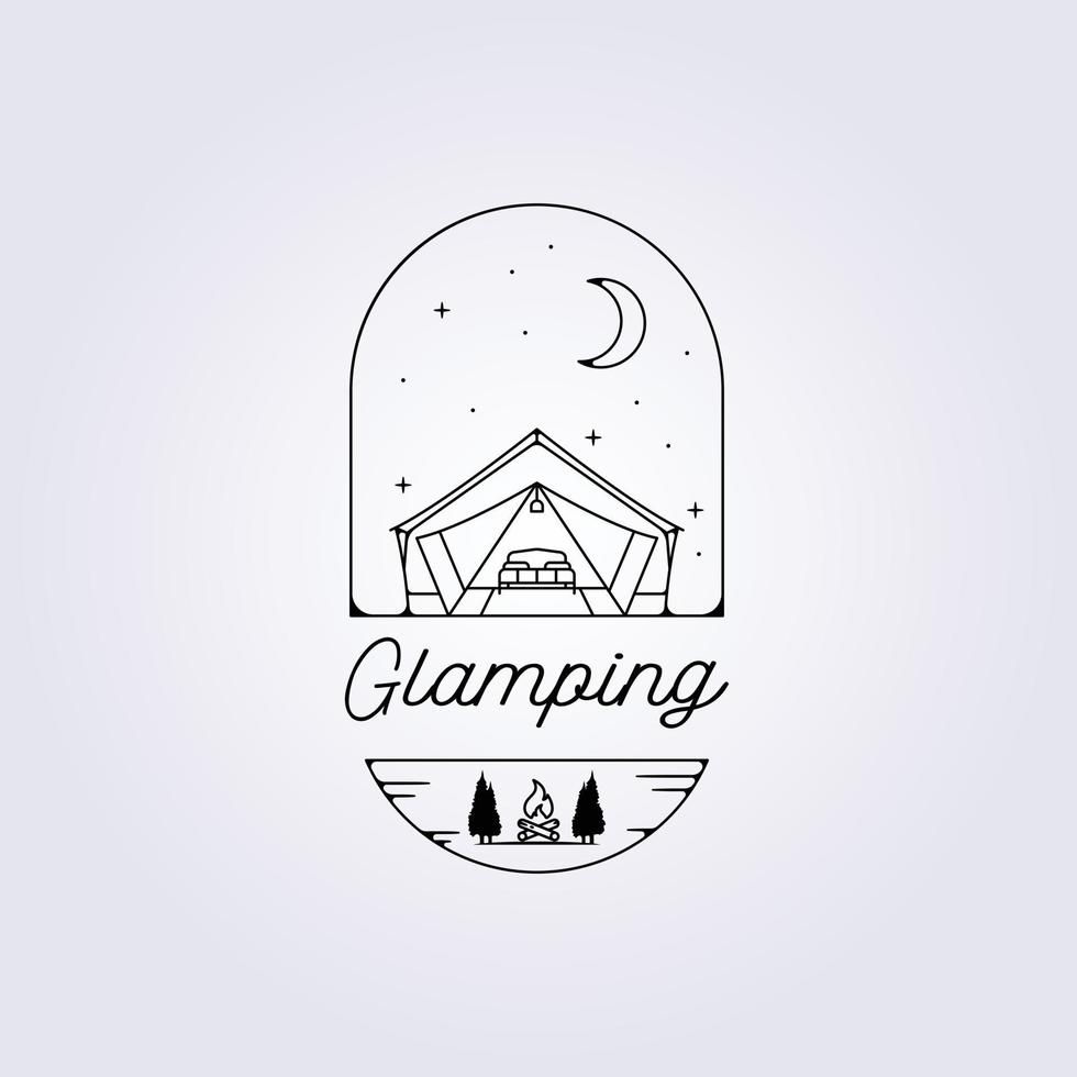 travel glamping tent line logo camping vector illustration design