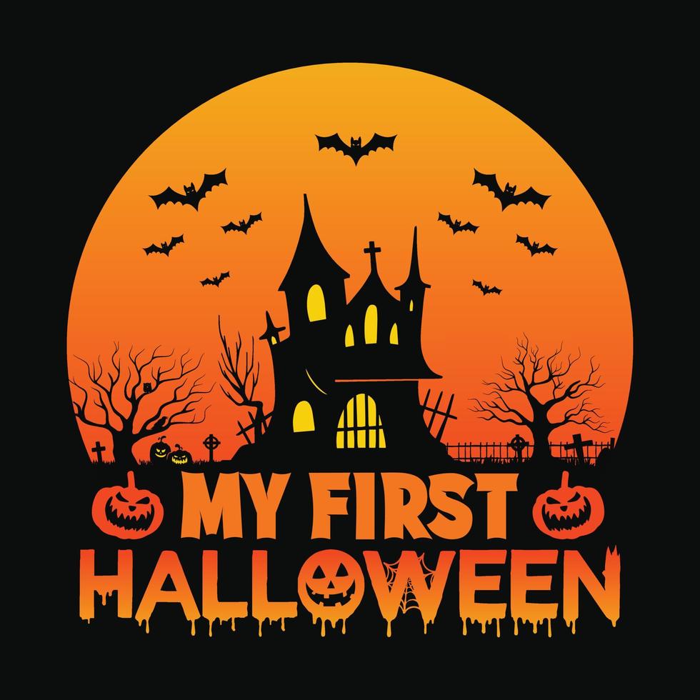 mi primer halloween - diseño de camisetas con citas de halloween, gráfico vectorial vector