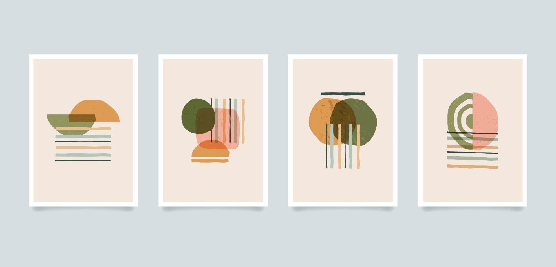 ilustraciones abstractas minimalistas estéticas modernas. colección de carteles de arte de decoración de pared de composición contemporánea. vector