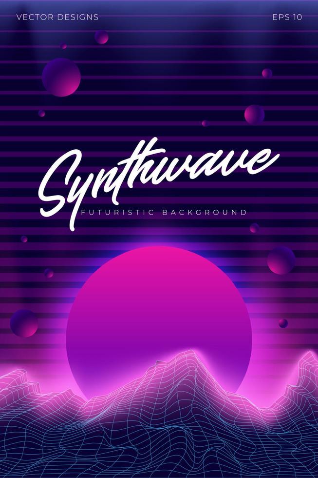 cartel de fondo estilo años 80. Synthwave, diseño de papel tapiz de microondas. vector