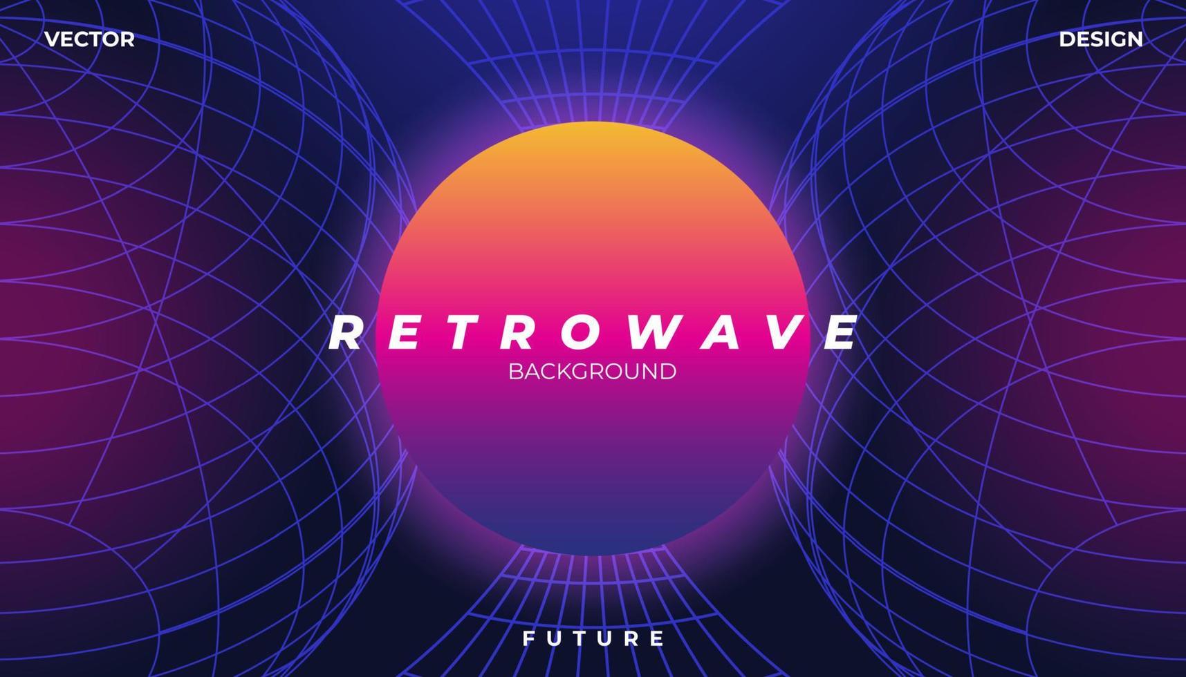 Background Landscape 80s Styled. Synthwave, retrowave, cyber neon with copy space. vector