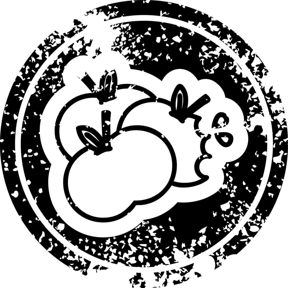 juicy apples distressed icon vector