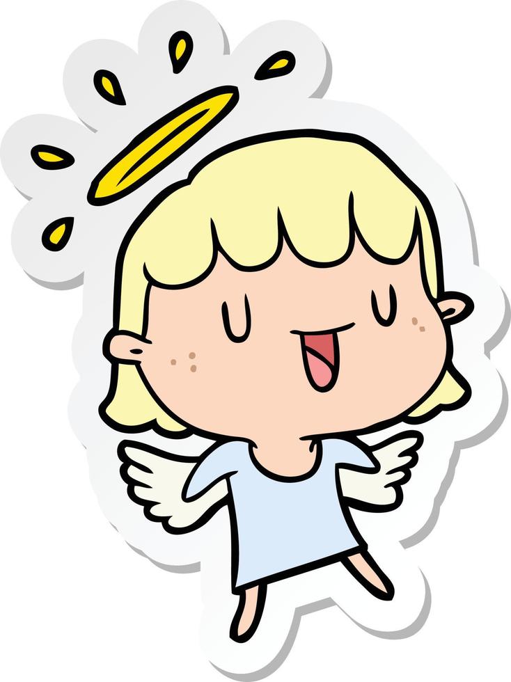 sticker of a cartoon angel vector
