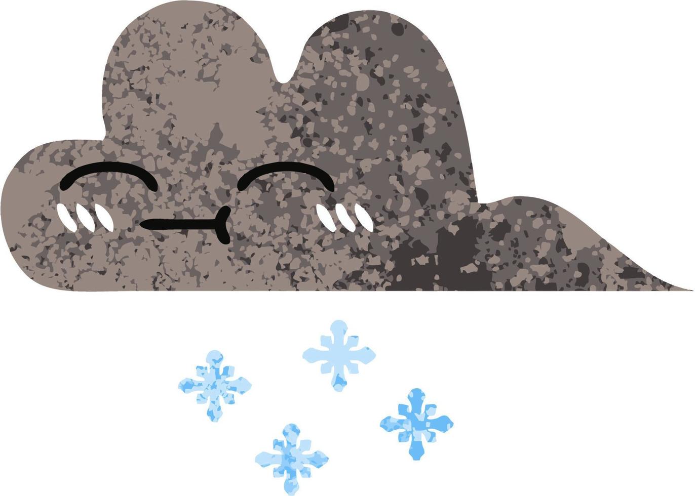 retro illustration style cartoon storm snow cloud vector