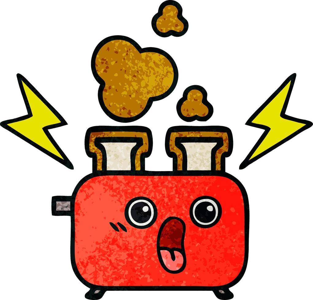 retro grunge texture cartoon of a toaster vector