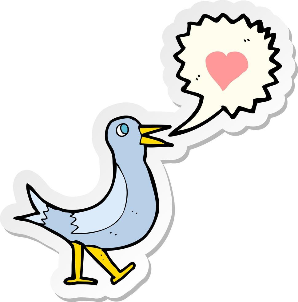 sticker of a cartoon bird singing vector