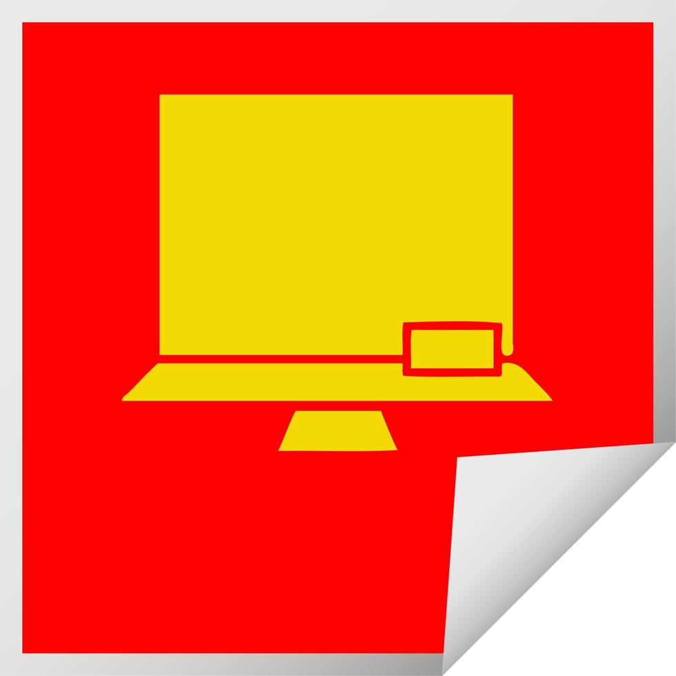 square peeling sticker cartoon white board vector