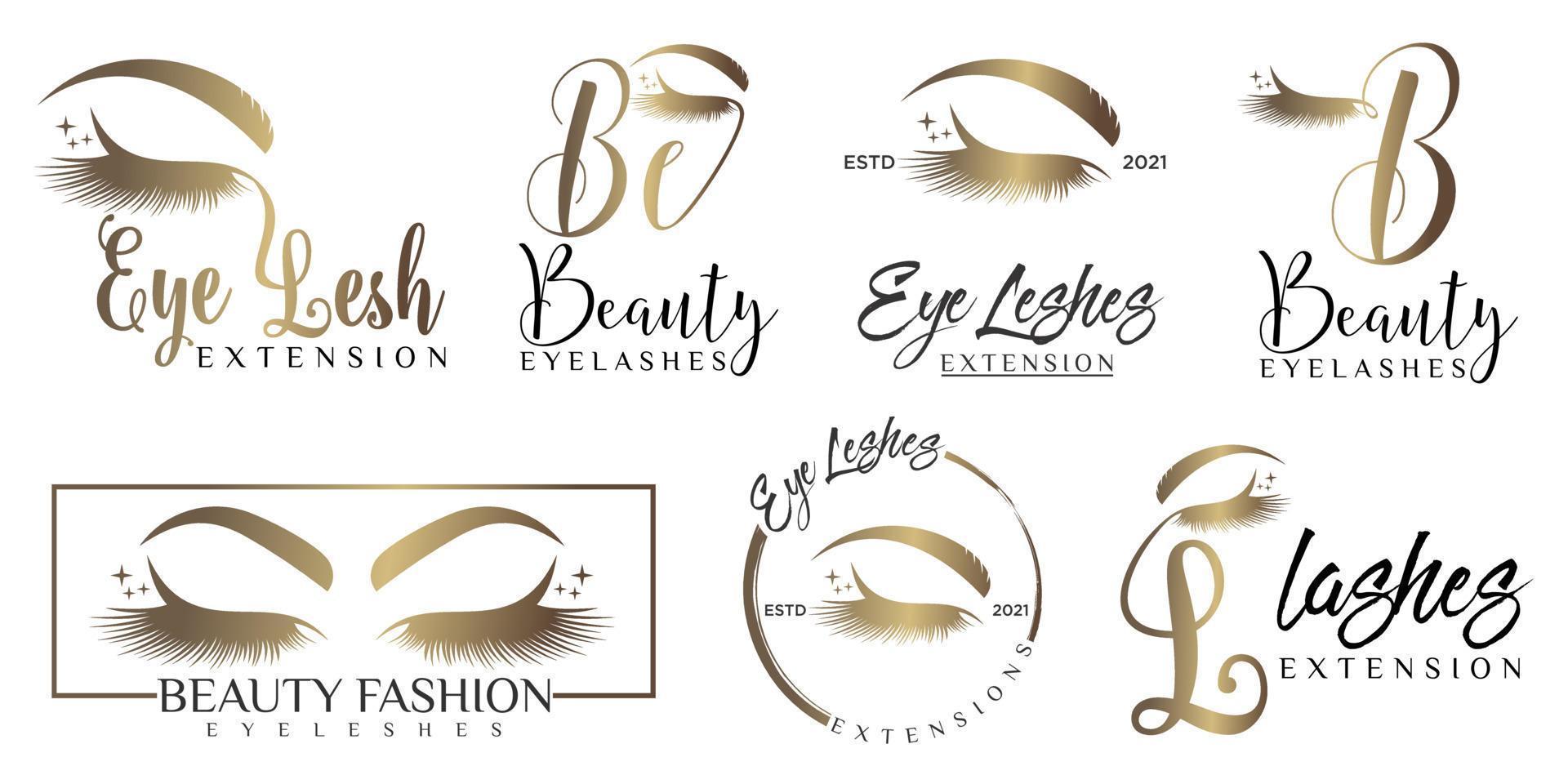 Luxury Eye lashes icon set  logo design with creative modern concept vector